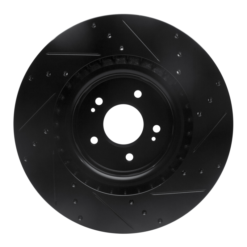 Genesis G70 Brake Rotor (1) - Front Left - R1 Concepts - Drilled & Slotted - Black - `18-`22